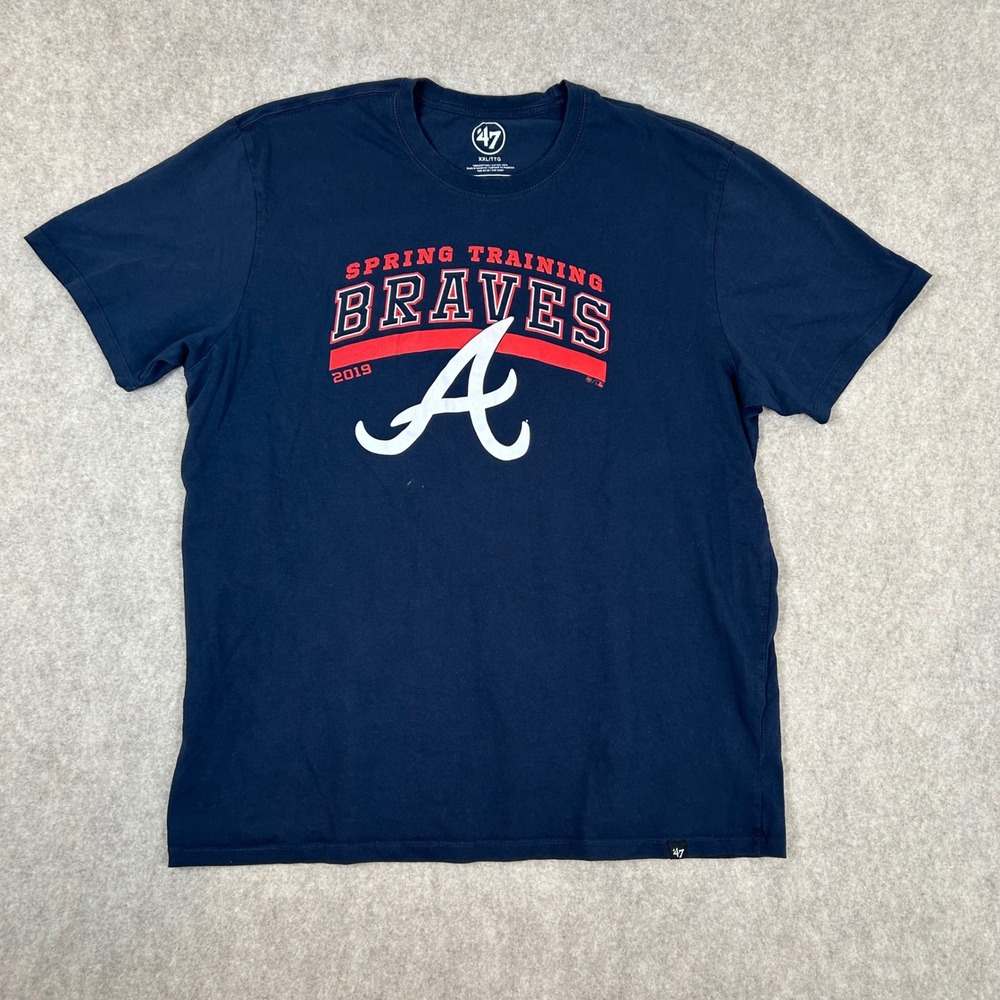 '47 Brand T-Shirt Mens XXL Navy Blue Atlanta Braves 2019 Spring Training Cotton